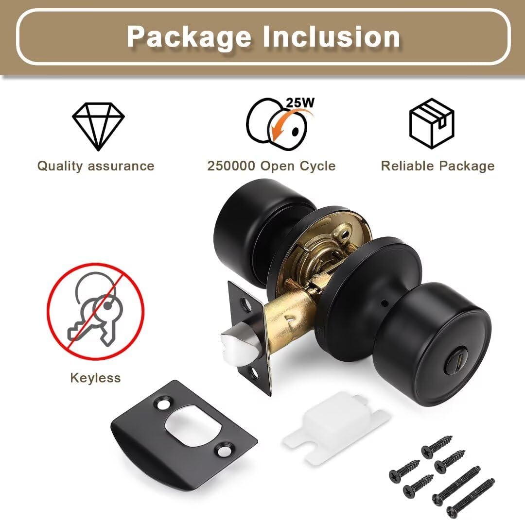 10 Pack NIZADO Privacy Interior Black Door Knob with Lock for Bedroom and Bathroom, Modern Matte Black Handles