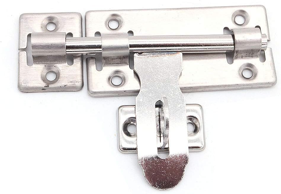 10 Pack NUZAMAS 4" Stainless Steel Door Latches with Slide Pad - Ideal for Bathroom, Toilet, Window, Furniture, and Pet Gate Security