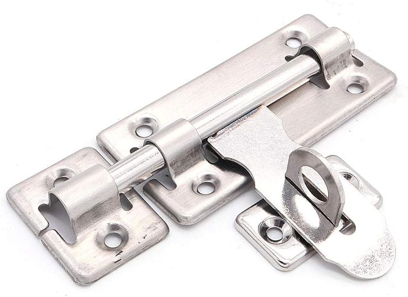 10 Pack NUZAMAS 4" Stainless Steel Door Latches with Slide Pad - Ideal for Bathroom, Toilet, Window, Furniture, and Pet Gate Security