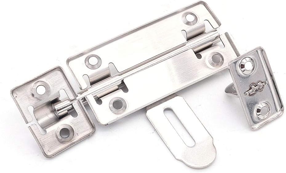 10 Pack NUZAMAS 4" Stainless Steel Door Latches with Slide Pad - Ideal for Bathroom, Toilet, Window, Furniture, and Pet Gate Security