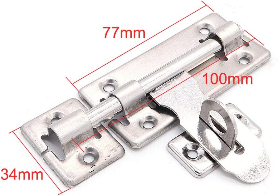 10 Pack NUZAMAS 4" Stainless Steel Door Latches with Slide Pad - Ideal for Bathroom, Toilet, Window, Furniture, and Pet Gate Security