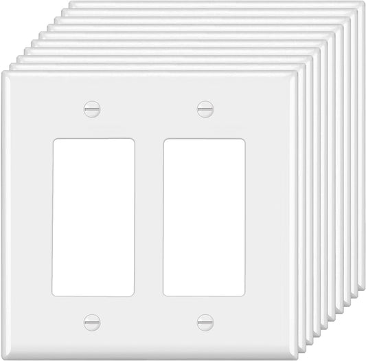 10 Pack of BESTTEN Decorator Wall Plates for GFCI and USB Outlets, Standard Size, Unbreakable Polycarbonate, UL Listed, White Color, H4.53” x W4.57”