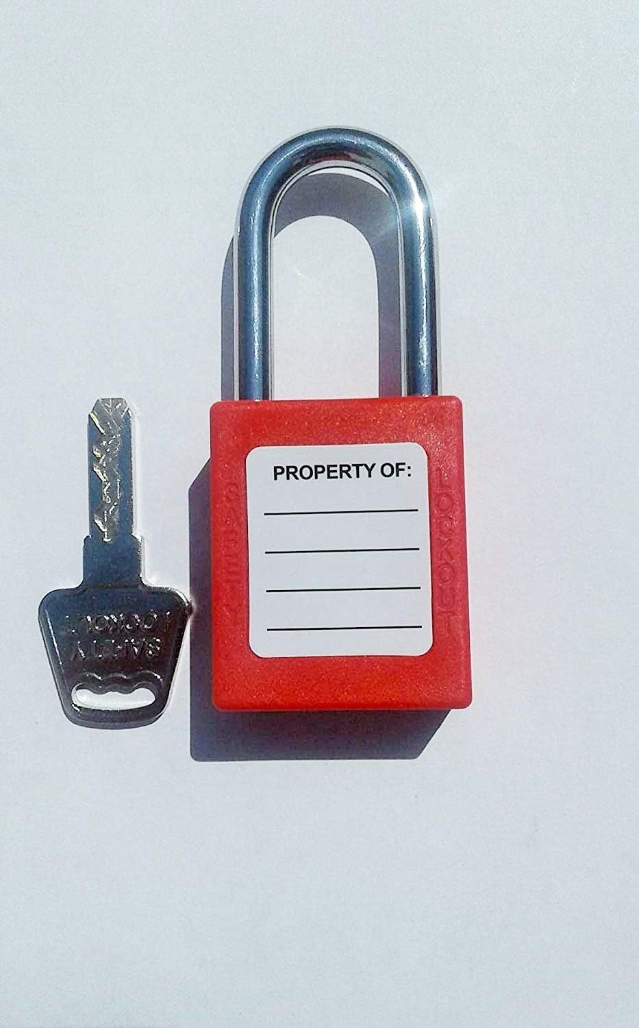10 Pack of BnC Red Safety Lockout Tagout Padlocks with 1 1/2 inch Shackle and Keyed Different