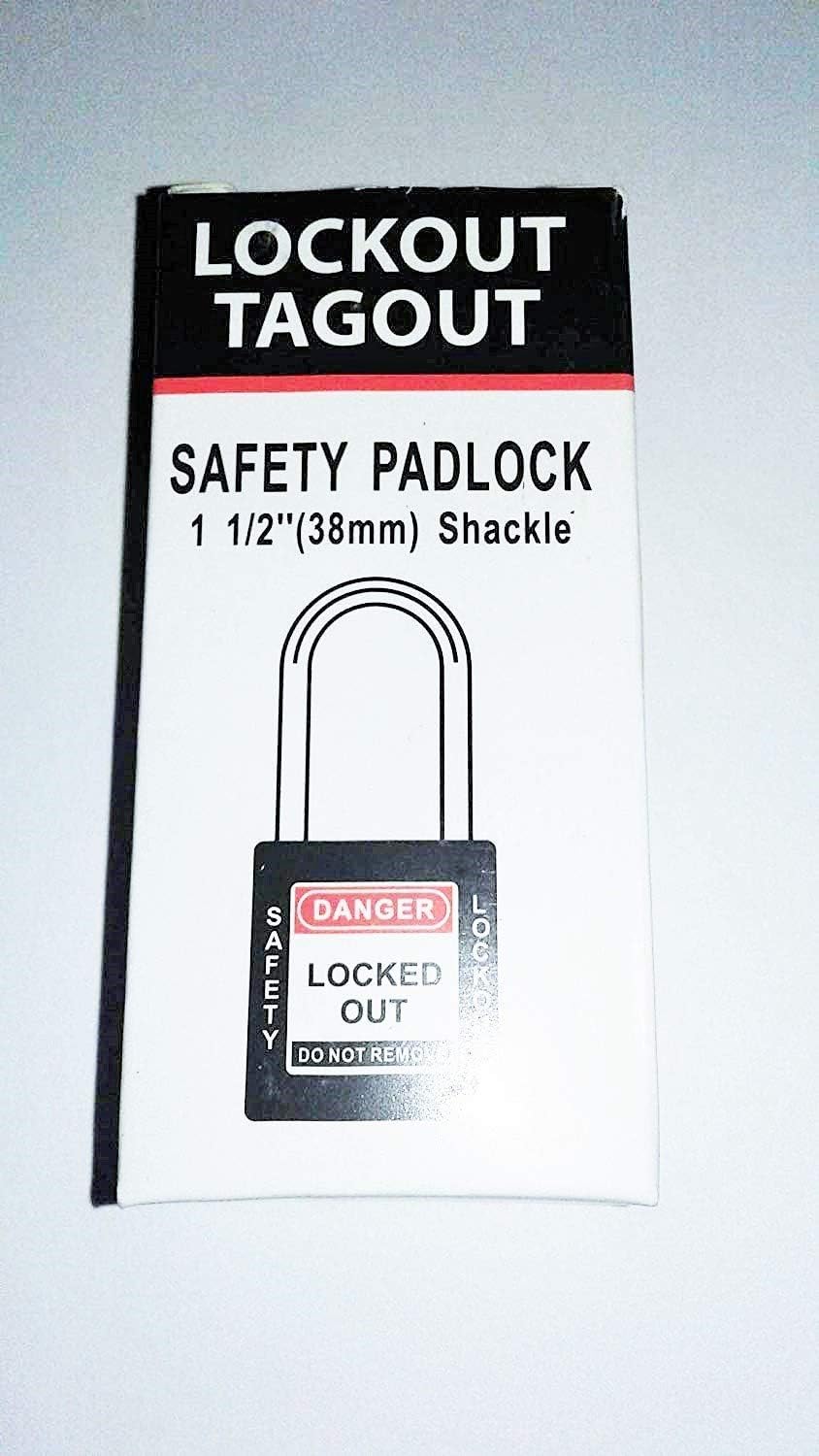 10 Pack of BnC Red Safety Lockout Tagout Padlocks with 1 1/2 inch Shackle and Keyed Different
