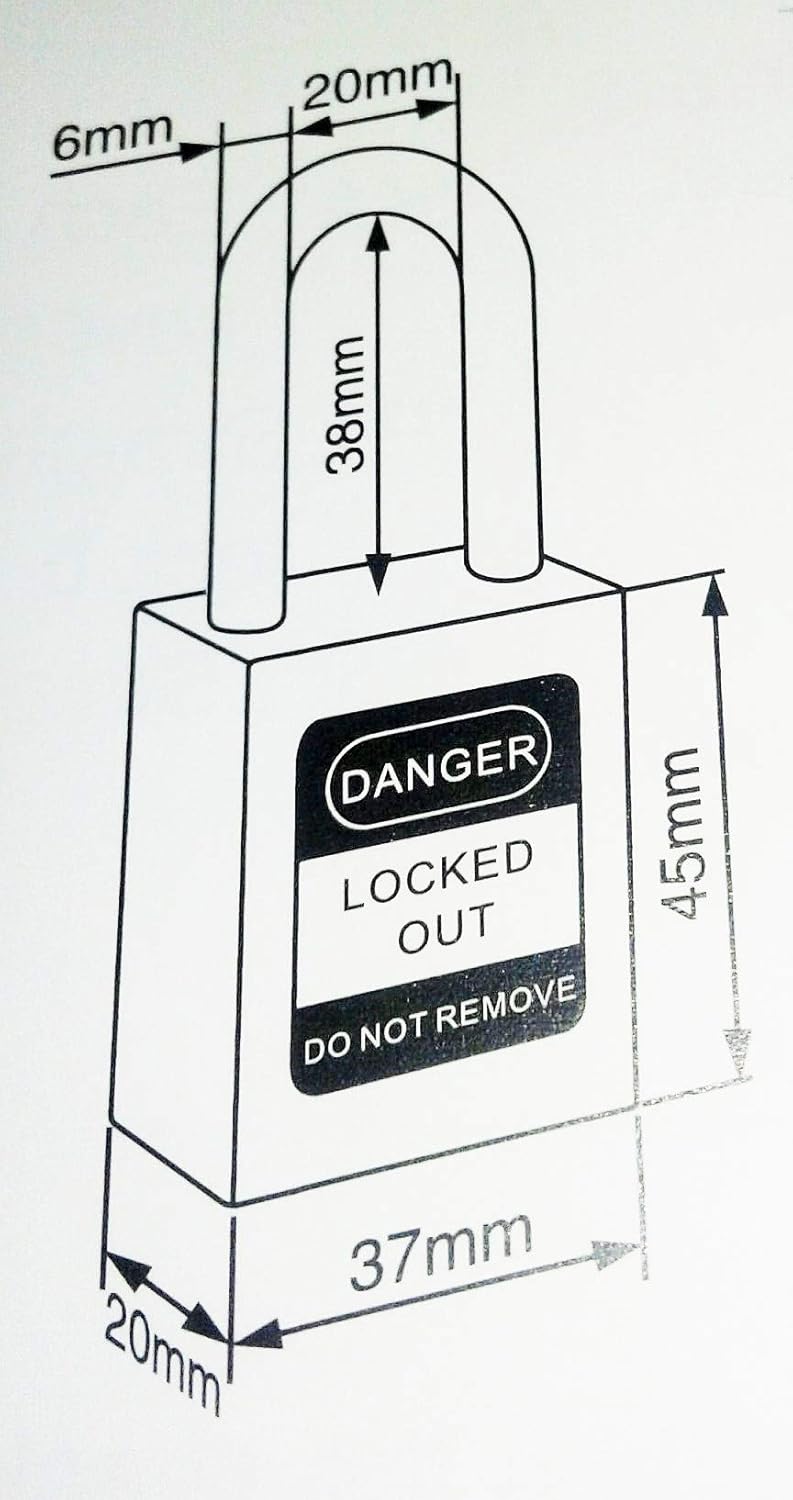 10 Pack of BnC Red Safety Lockout Tagout Padlocks with 1 1/2 inch Shackle and Keyed Different