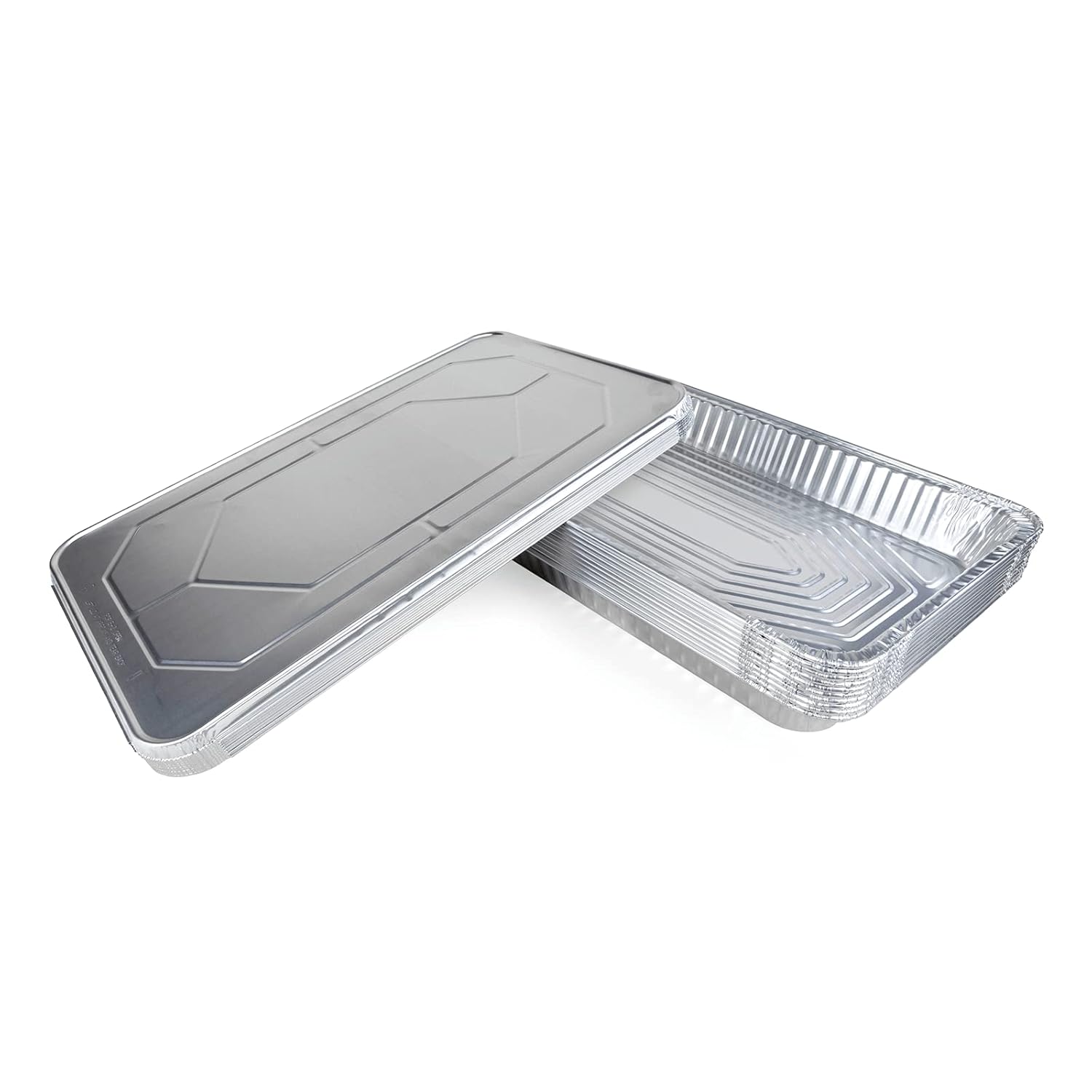 10-Pack of Medium Aluminum Steam Table Pans with Lids - 21" x 13" x 2.25" - Disposable Foil Pans for Grilling, Roasting, BBQ, Baking