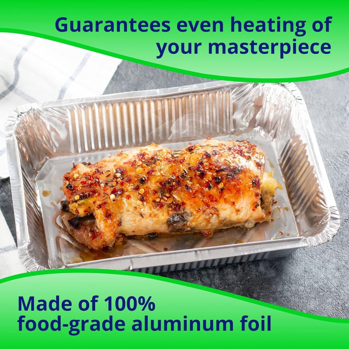 10-Pack of Medium Aluminum Steam Table Pans with Lids - 21" x 13" x 2.25" - Disposable Foil Pans for Grilling, Roasting, BBQ, Baking