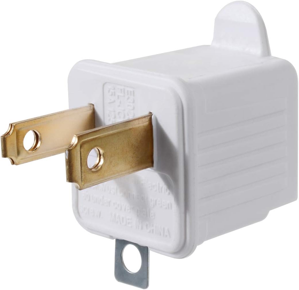 10 Pack of VSEER 2 to 3 Prong Polarized Grounding Adapters - ETL Listed 3 Prong to 2 Prong Outlet Converters for Wall Outlets