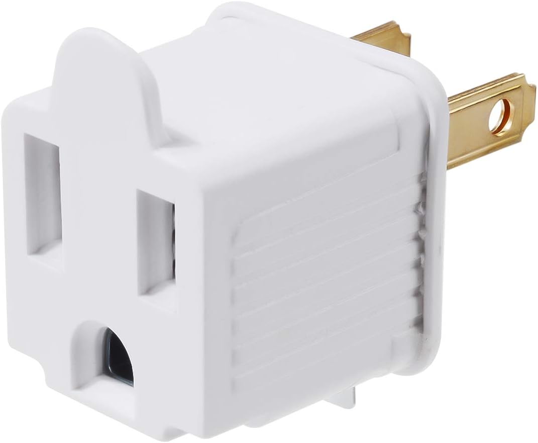 10 Pack of VSEER 2 to 3 Prong Polarized Grounding Adapters - ETL Listed 3 Prong to 2 Prong Outlet Converters for Wall Outlets