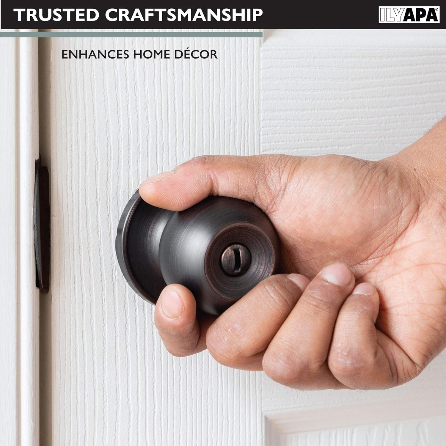 10 Pack Oil Rubbed Bronze Privacy Door Knobs for Bed and Bath - Ball Style Interior Keyless Turn Locking Round Handle