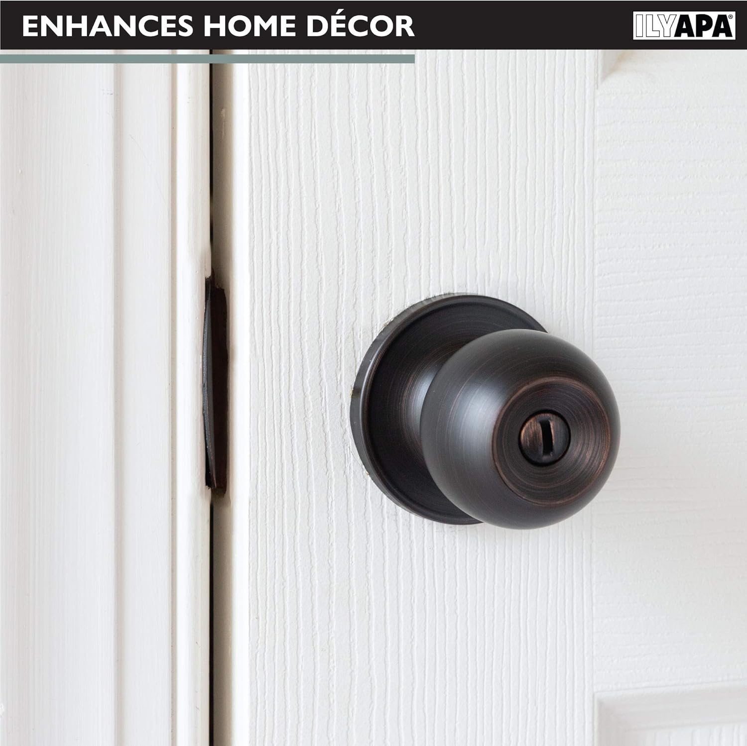 10 Pack Oil Rubbed Bronze Privacy Door Knobs for Bed and Bath - Ball Style Interior Keyless Turn Locking Round Handle