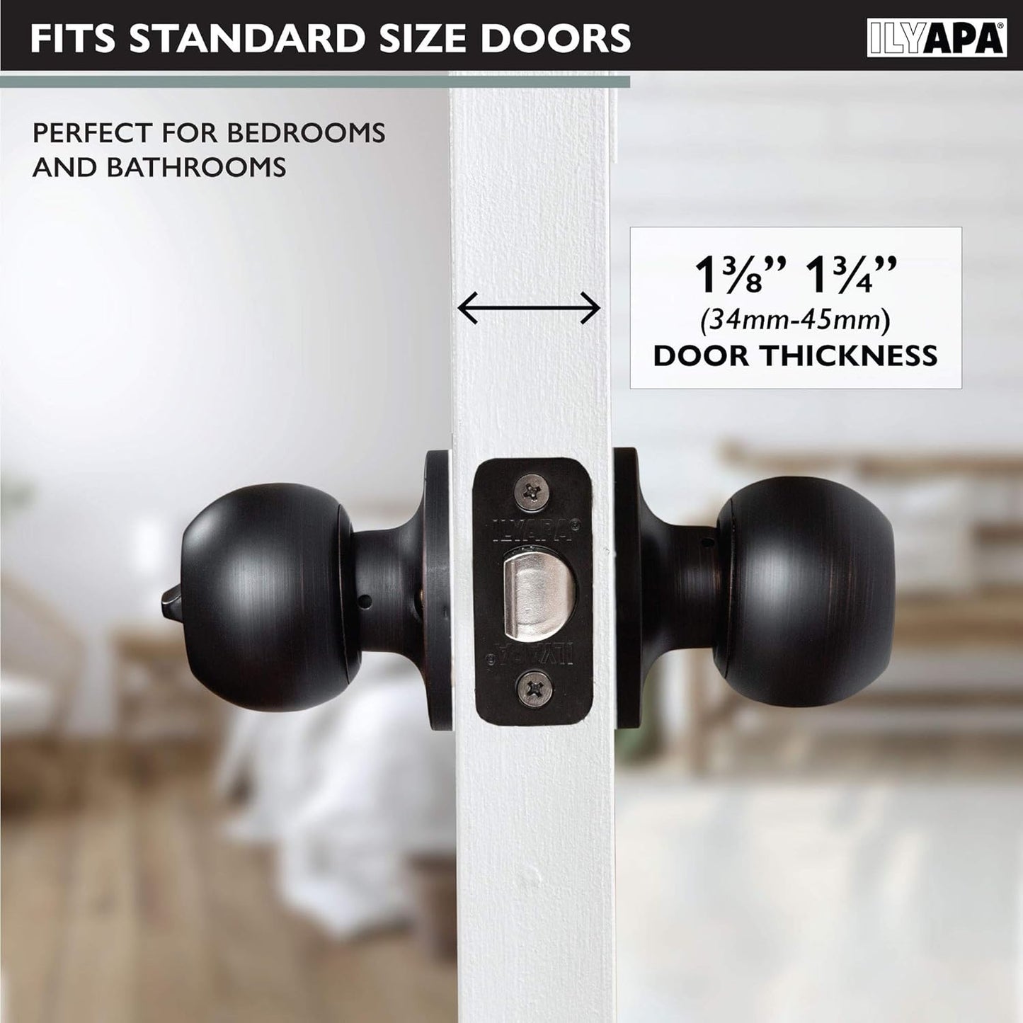 10 Pack Oil Rubbed Bronze Privacy Door Knobs for Bed and Bath - Ball Style Interior Keyless Turn Locking Round Handle