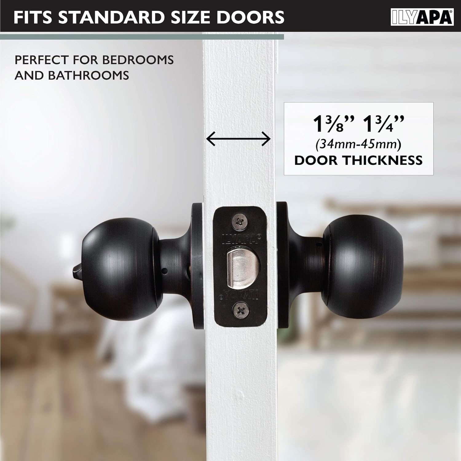 10 Pack Oil Rubbed Bronze Privacy Door Knobs for Bed and Bath - Ball Style Interior Keyless Turn Locking Round Handle