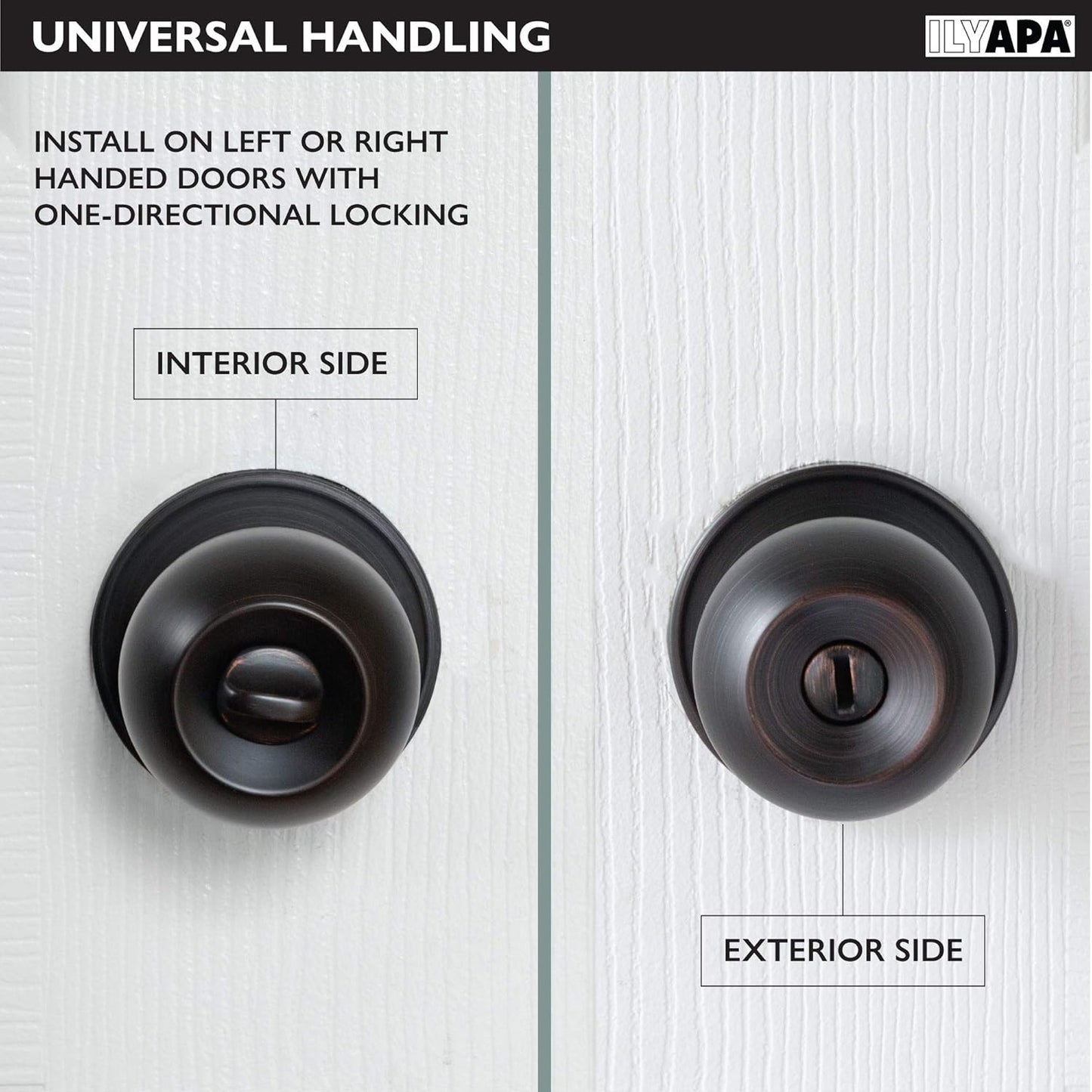 10 Pack Oil Rubbed Bronze Privacy Door Knobs for Bed and Bath - Ball Style Interior Keyless Turn Locking Round Handle