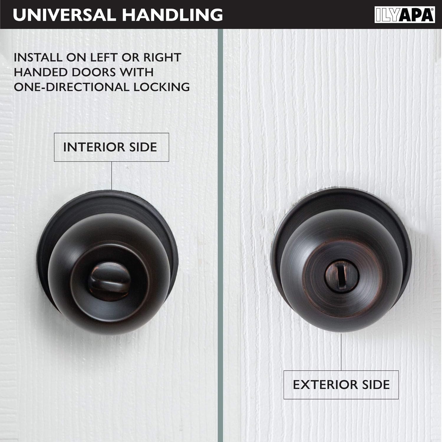 10 Pack Oil Rubbed Bronze Privacy Door Knobs for Bed and Bath - Ball Style Interior Keyless Turn Locking Round Handle