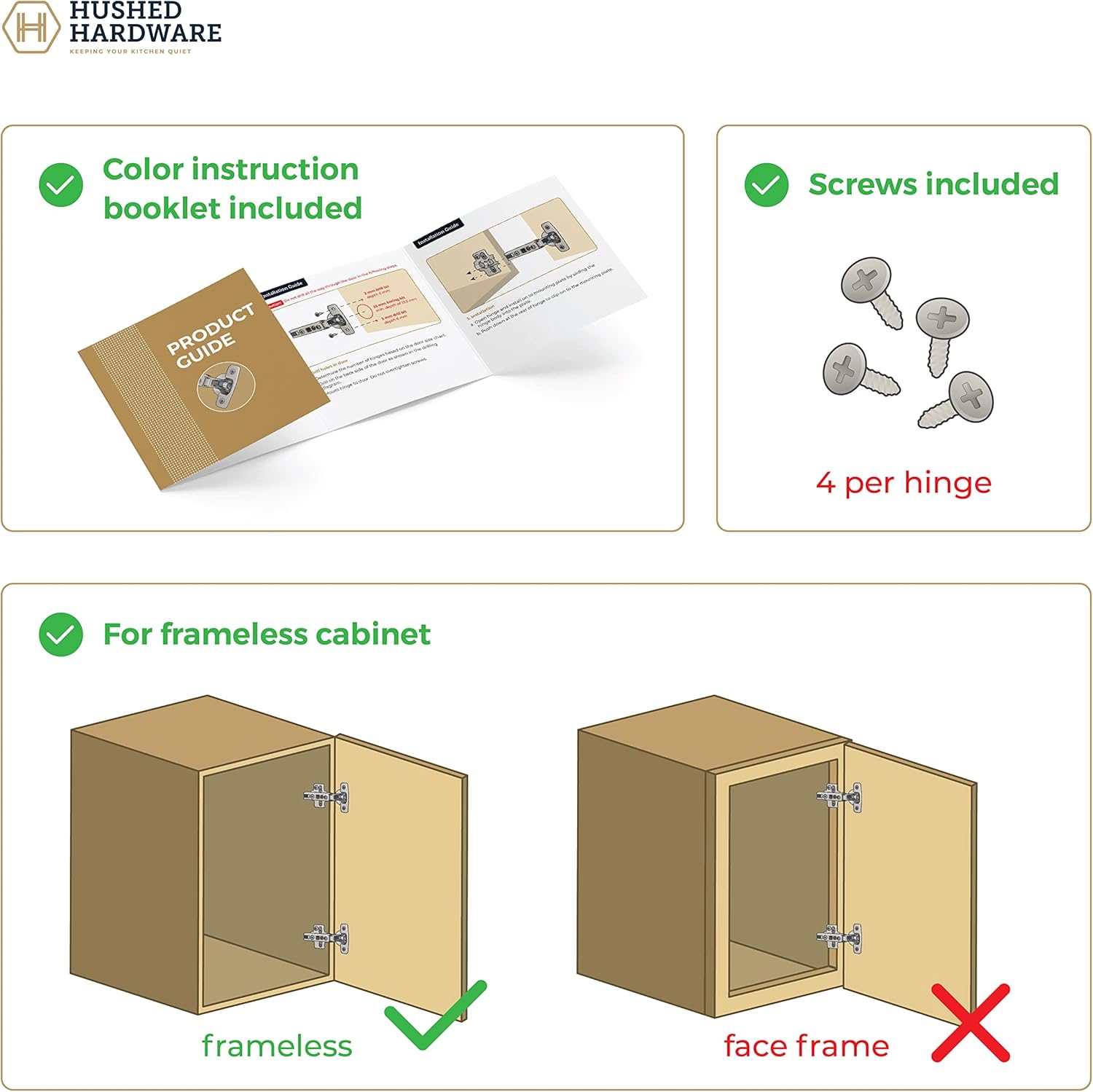 10 Pack Premium Frameless Full Overlay Adjustable Soft Close Hinges - Self-Closing Cabinet Hardware
