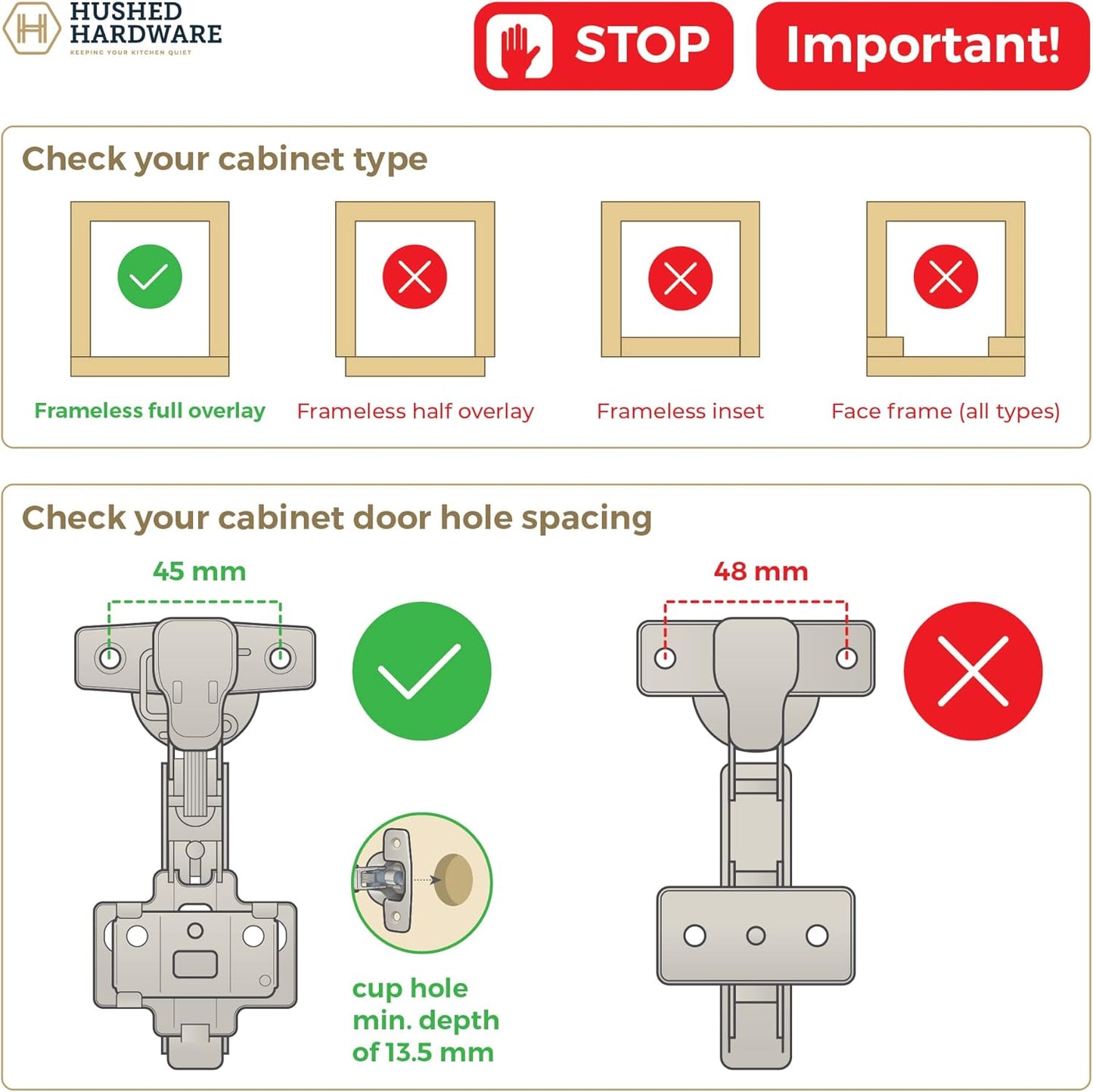 10 Pack Premium Frameless Full Overlay Adjustable Soft Close Hinges - Self-Closing Cabinet Hardware