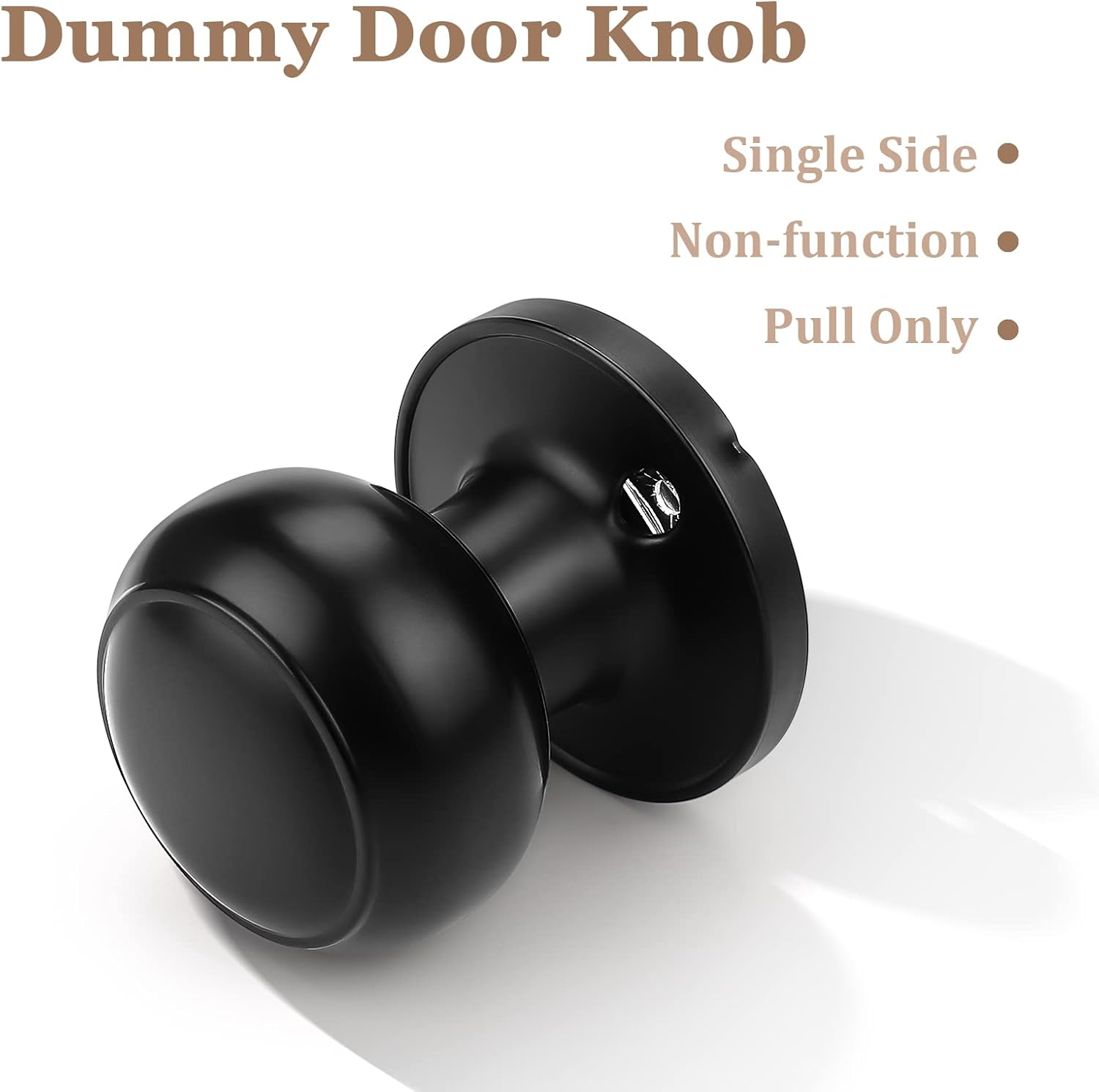 10 Pack Probrico Black Classic Closet Door Knobs - Non-Turning Single Side Dummy Knob for Easy Interior Door Installation