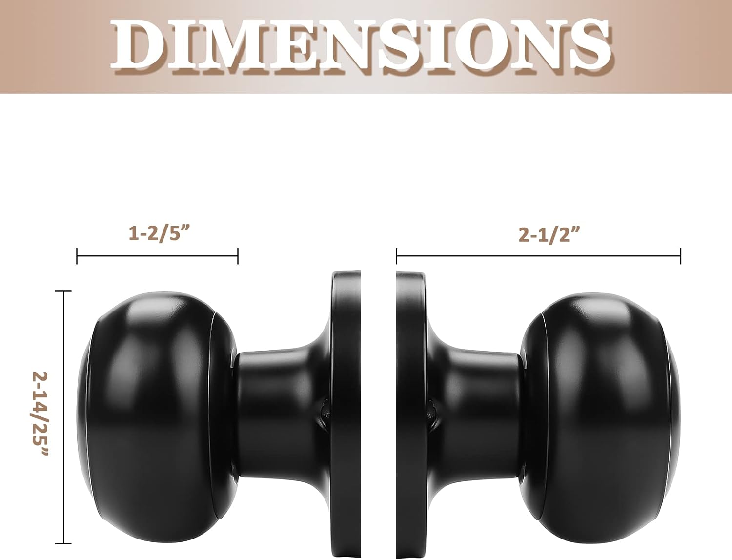 10 Pack Probrico Black Classic Closet Door Knobs - Non-Turning Single Side Dummy Knob for Easy Interior Door Installation