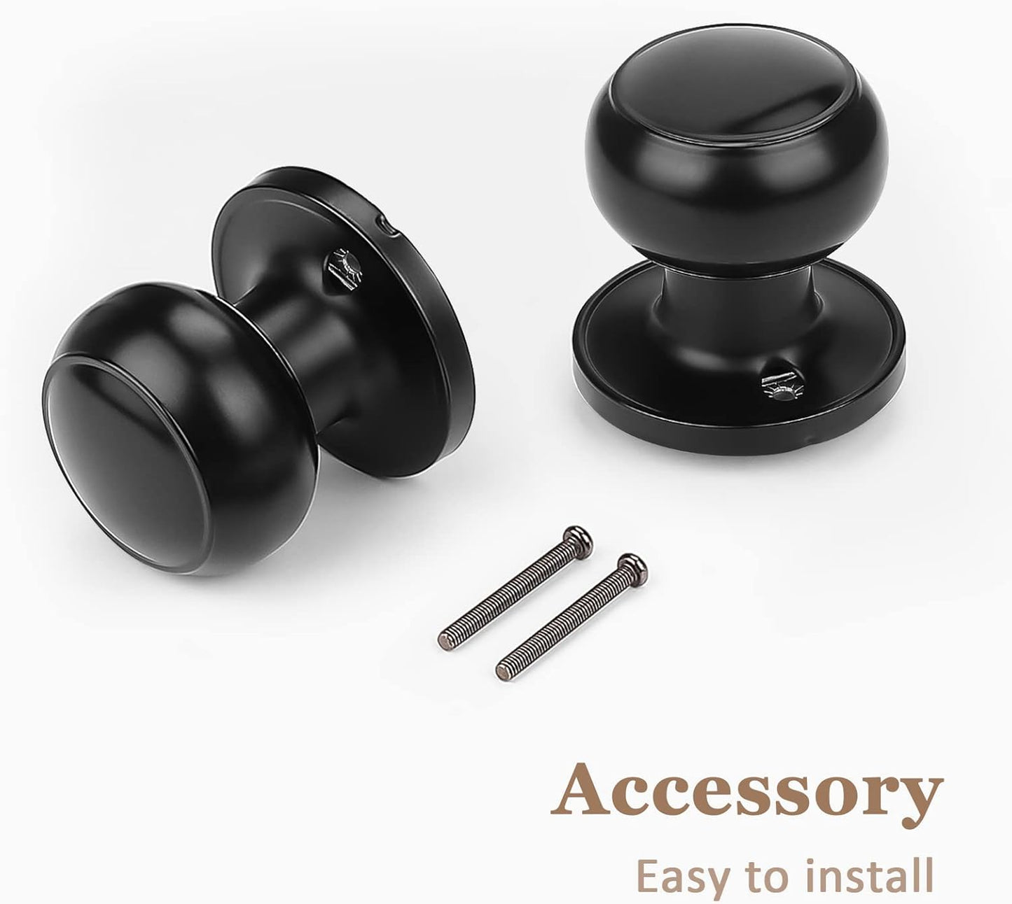 10 Pack Probrico Black Classic Closet Door Knobs - Non-Turning Single Side Dummy Knob for Easy Interior Door Installation