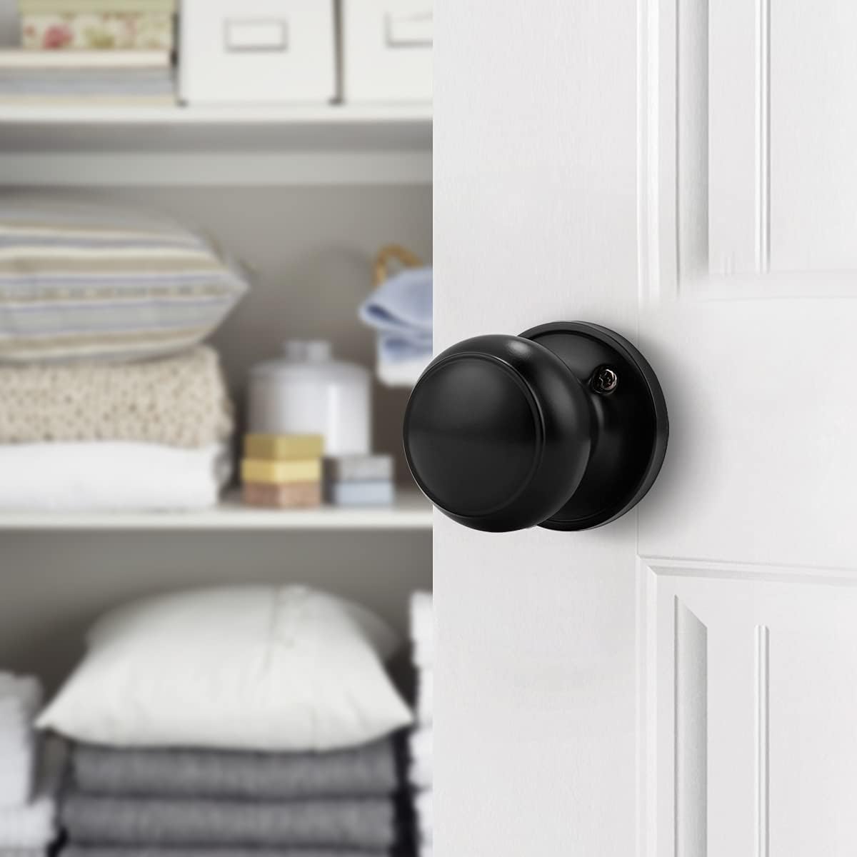 10 Pack Probrico Black Classic Closet Door Knobs - Non-Turning Single Side Dummy Knob for Easy Interior Door Installation