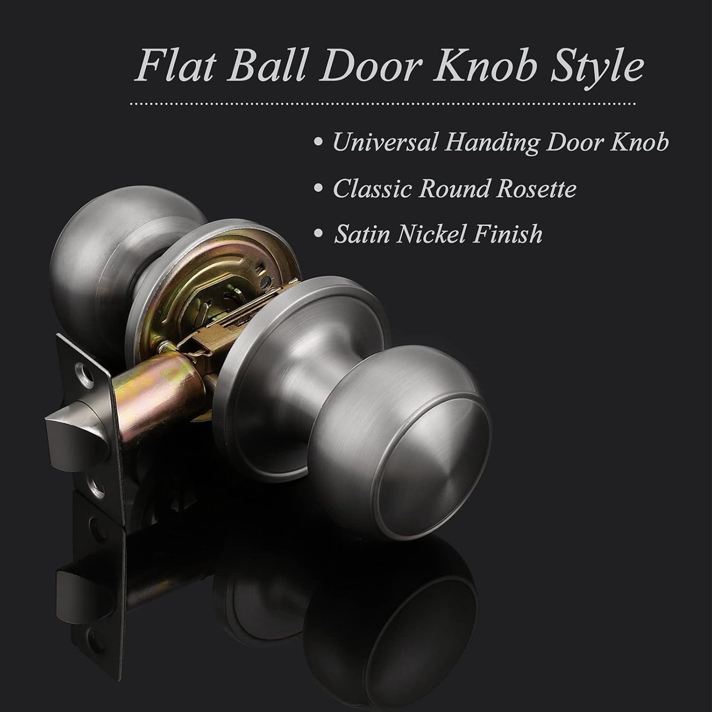 10-Pack Probrico Brushed Nickel Interior Passage Door Knobs with Adjustable Latch for Hall/Closet