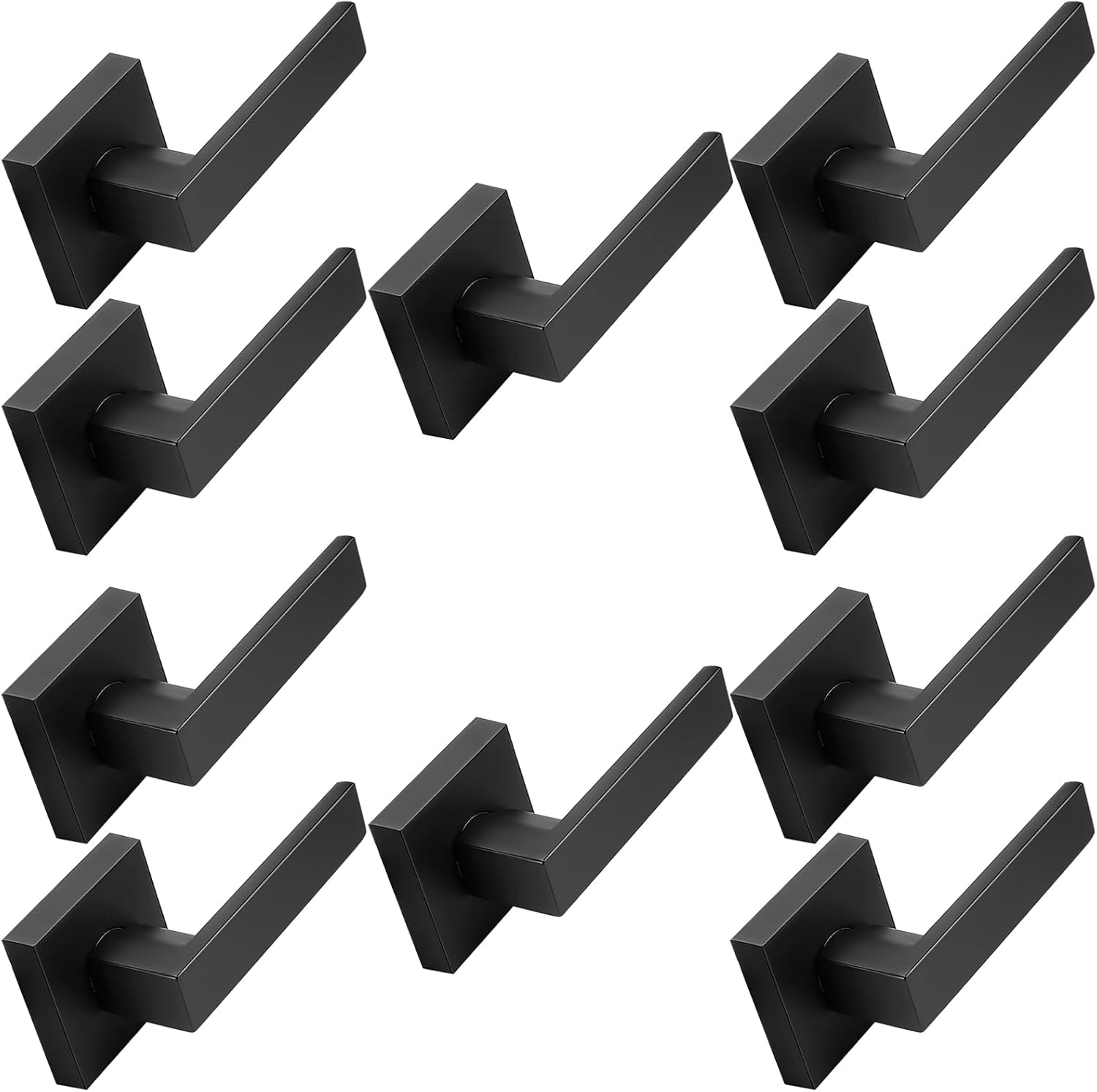 10 Pack Probrico Matte Black Dummy Door Levers for Closet, Heavy Duty Interior Handles - Non-Turning Reversible Levers for Left/Right Handed Doors