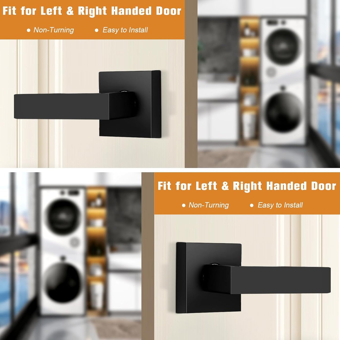 10 Pack Probrico Matte Black Dummy Door Levers for Closet, Heavy Duty Interior Handles - Non-Turning Reversible Levers for Left/Right Handed Doors