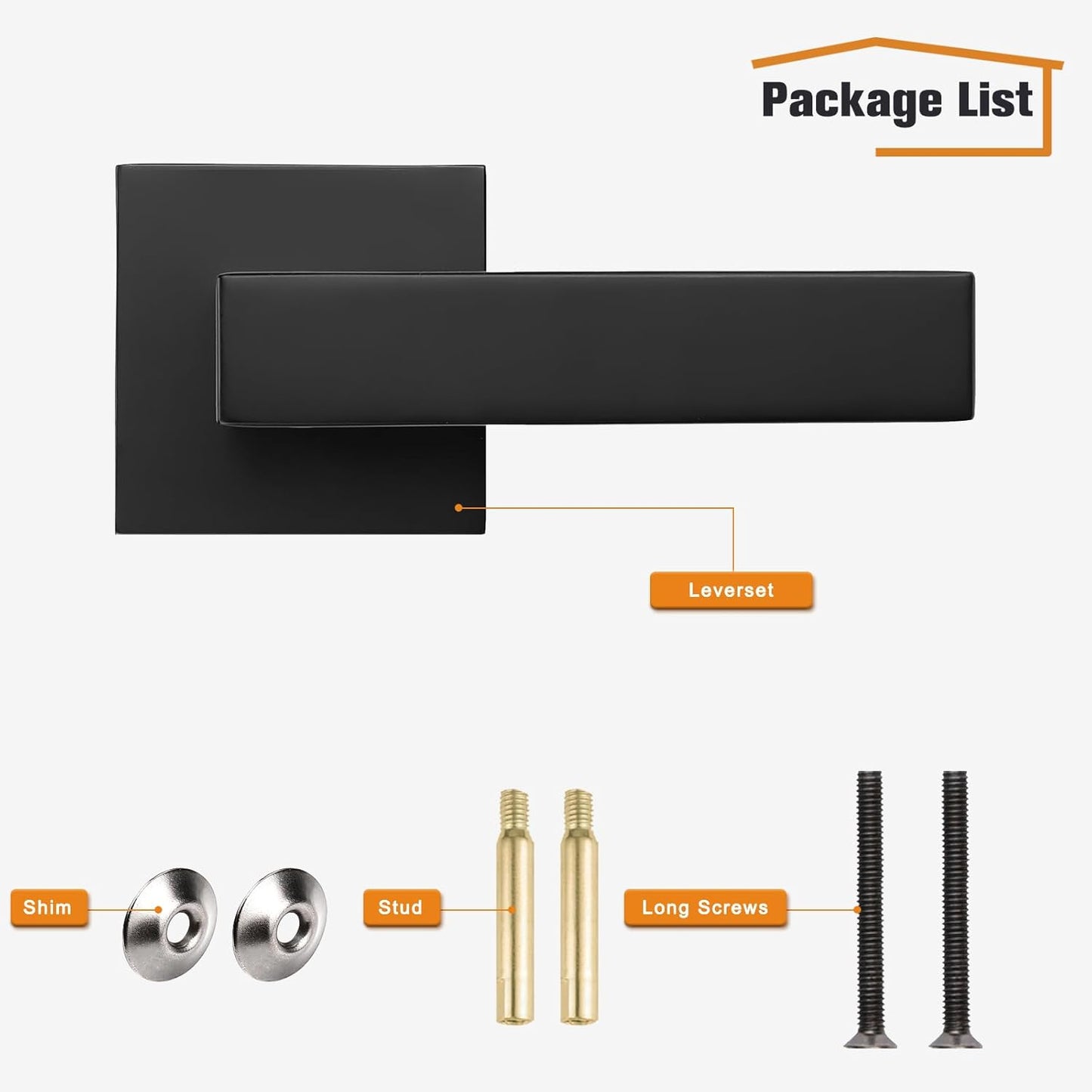 10 Pack Probrico Matte Black Dummy Door Levers for Closet, Heavy Duty Interior Handles - Non-Turning Reversible Levers for Left/Right Handed Doors