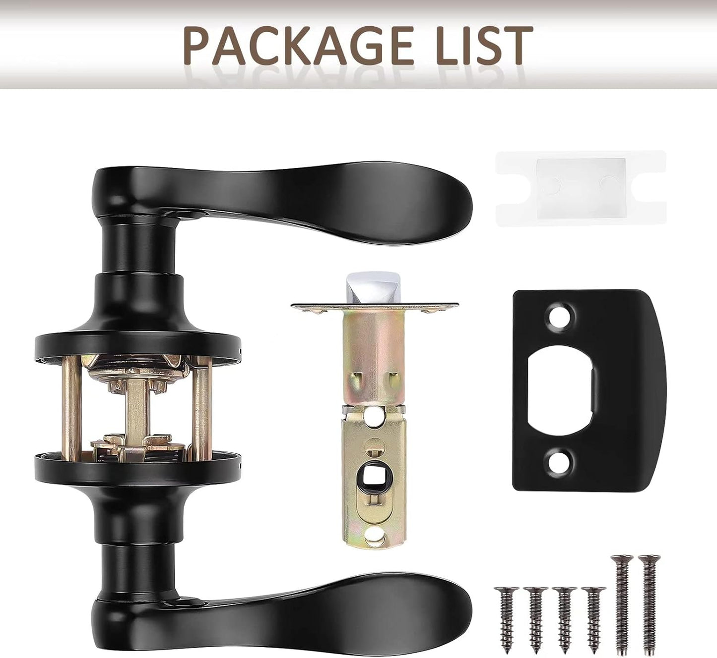 10 Pack Probrico Passage Door Lever Set, Keyless Non-Locking Black Finish Wave Door Handle for Hallway/Closets - Reversible Right/Left Hand