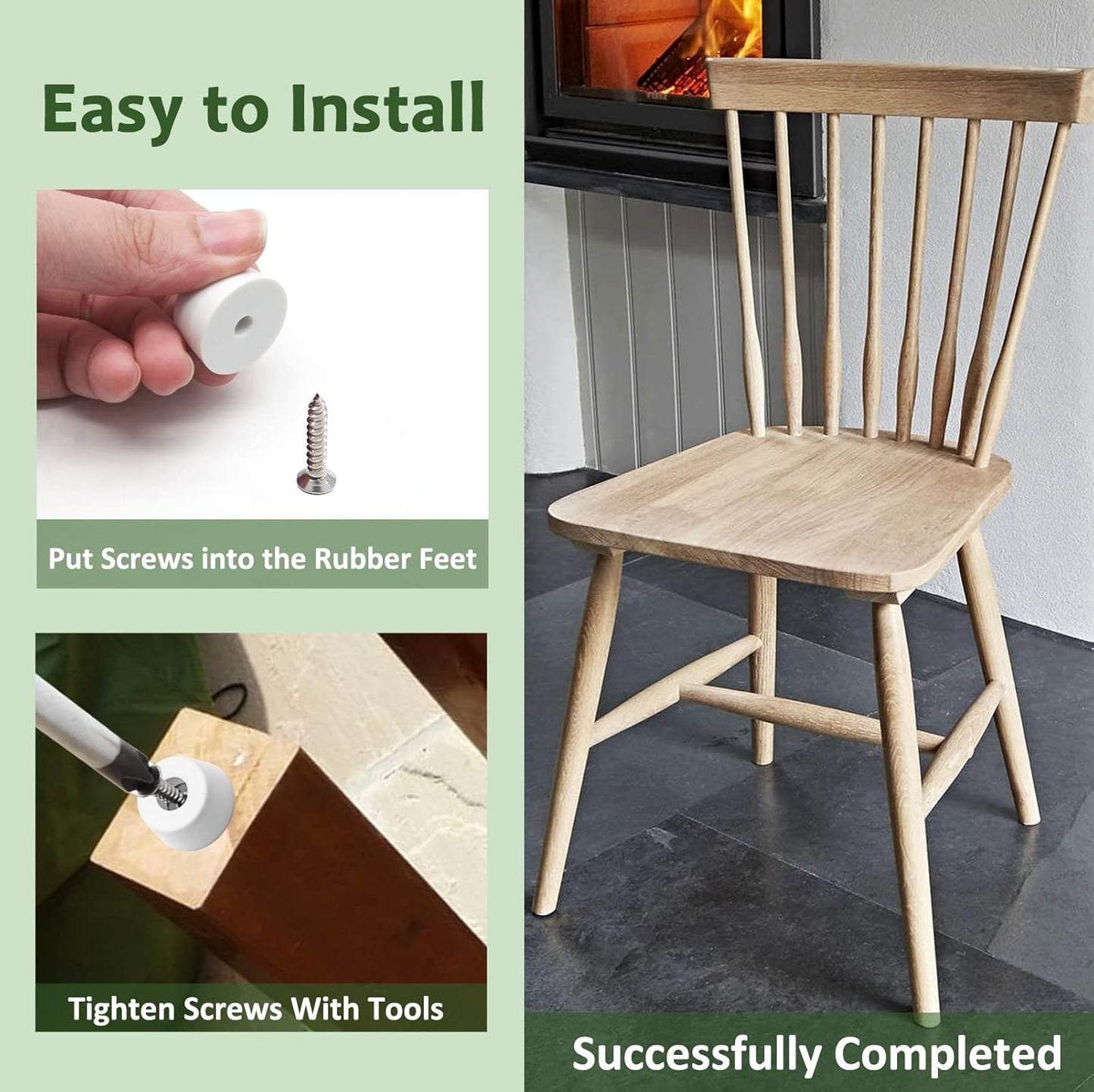 10 Pack Round White Rubber Non Slip Cutting Board Feet with Stainless Steel Screws - 0.51" x 0.98