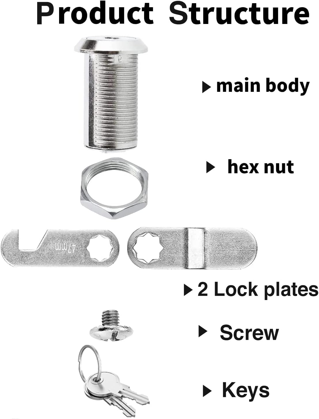 10 Pack Sartatue Cabinet Cam Locks Keyed Alike - 1-1/8'' for 7/8'' Max Door Thickness - Secure File Drawer Mailbox RV Storage - Zinc Alloy