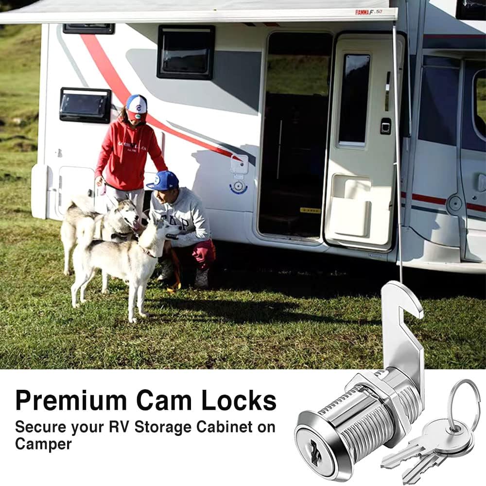 10 Pack Sartatue Cabinet Cam Locks Keyed Alike - 1-1/8'' for 7/8'' Max Door Thickness - Secure File Drawer Mailbox RV Storage - Zinc Alloy