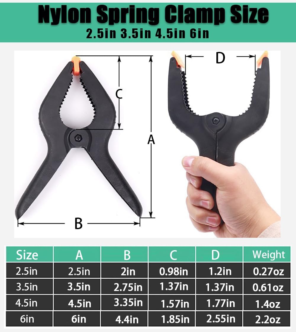 10 Pack Seadasyoon 4.5in Professional Plastic Spring Clamps for Crafts, Backdrop Stand, Photography Studios, Woodworking