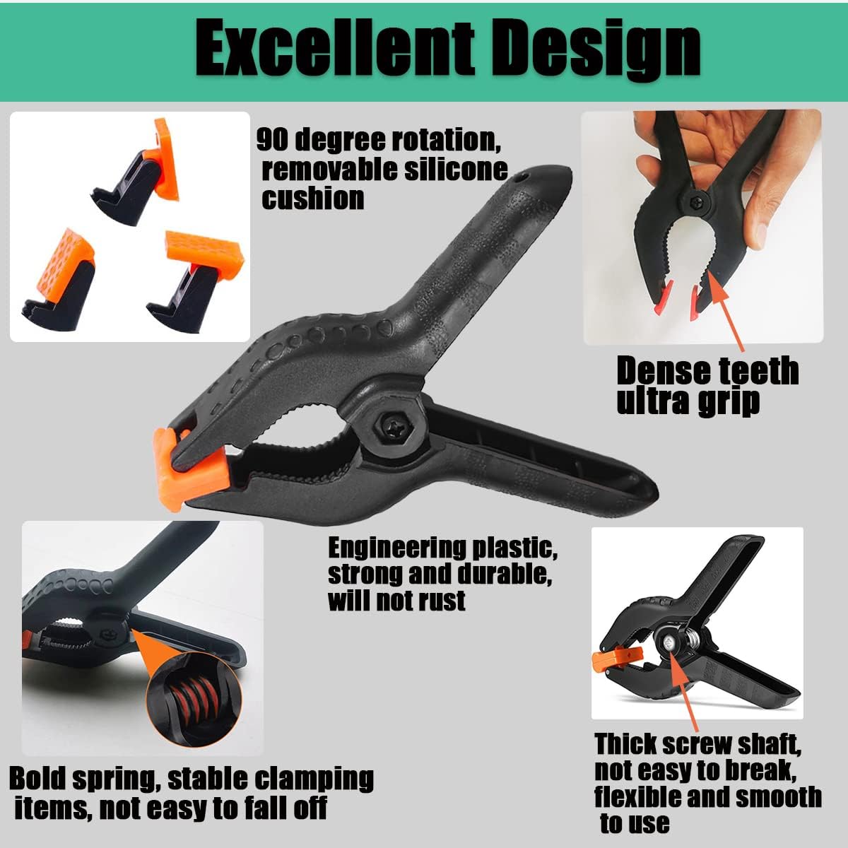 10 Pack Seadasyoon 4.5in Professional Plastic Spring Clamps for Crafts, Backdrop Stand, Photography Studios, Woodworking