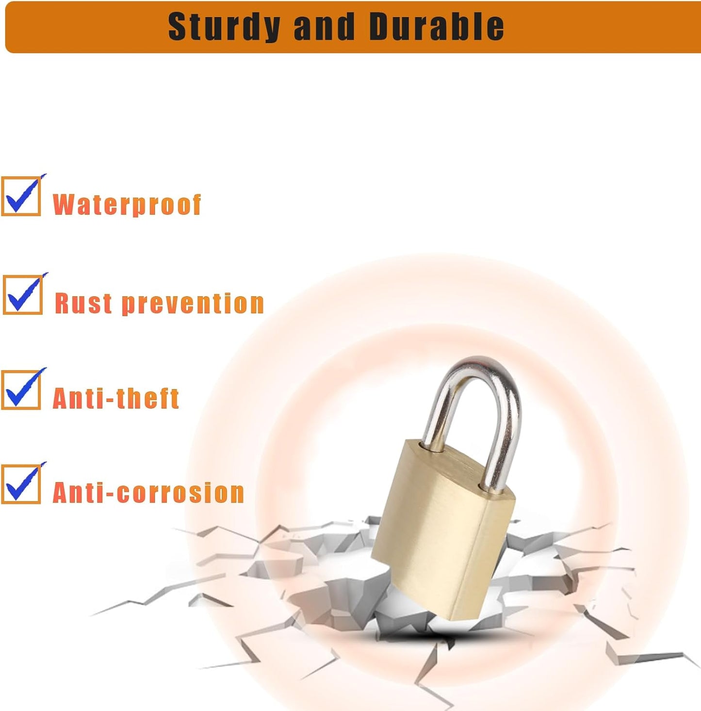 10-Pack Small Solid Brass Padlocks Keyed Alike - Mini Locks for Suitcases, Backpacks, Tool Boxes - 3/4" Wide Lock Body - Ideal for School Lockers and More