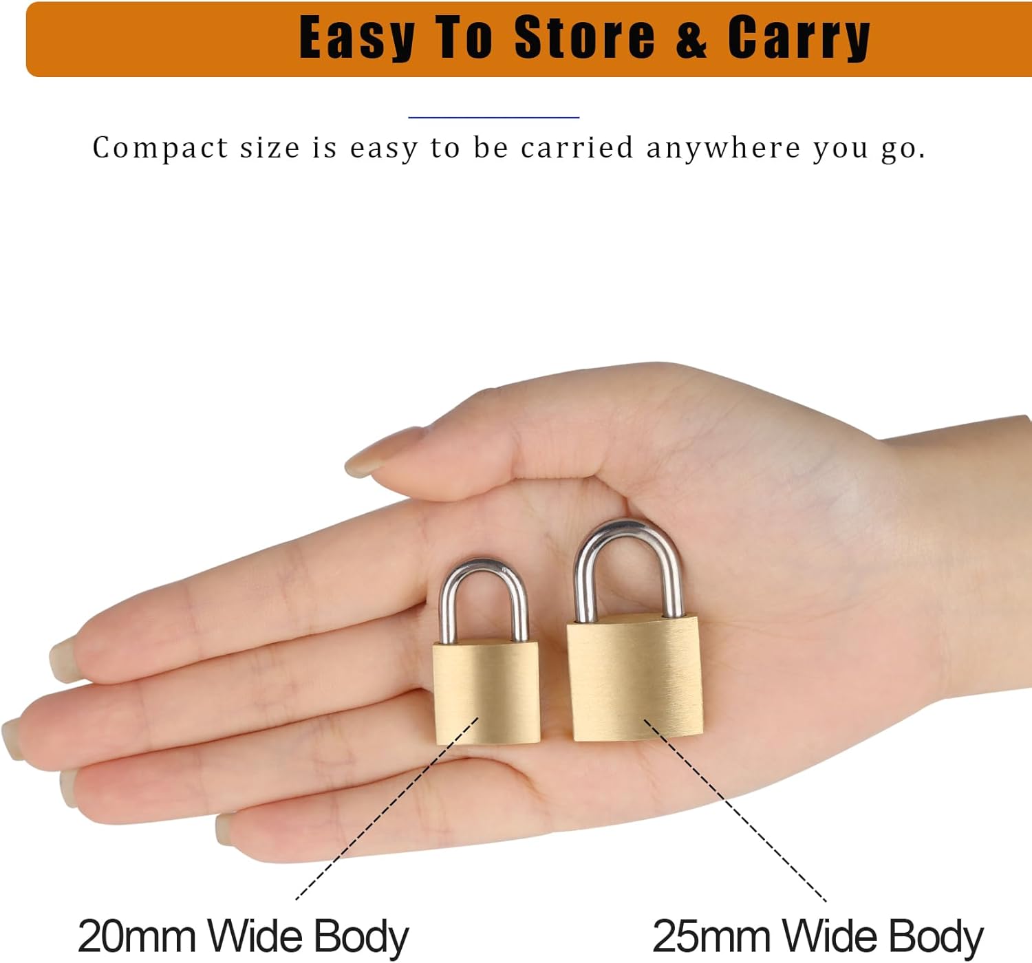10-Pack Small Solid Brass Padlocks Keyed Alike - Mini Locks for Suitcases, Backpacks, Tool Boxes - 3/4" Wide Lock Body - Ideal for School Lockers and More