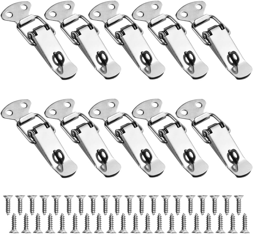 10 Pack Spring Loaded Toggle Latch Locking Hasp 72mm Stainless Steel Safety Buckle Latches with Padlock Hole for Trunk Cabinet Box