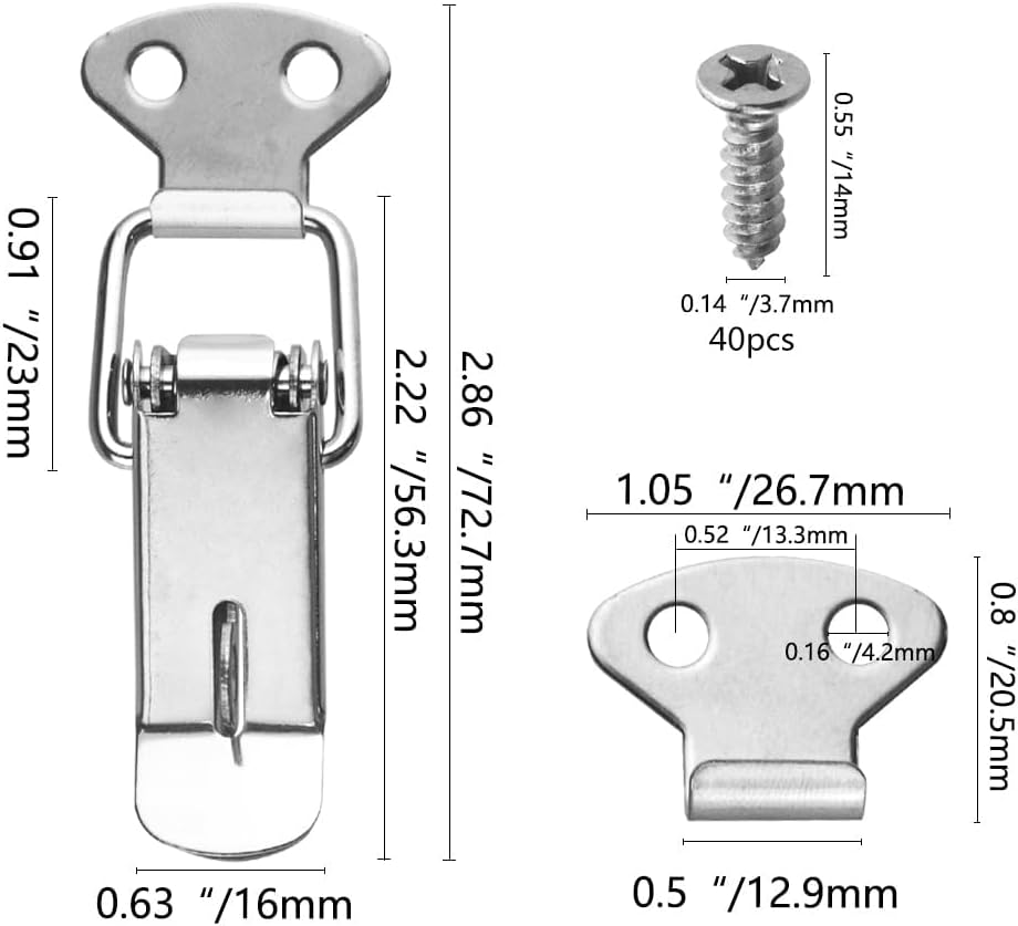 10 Pack Spring Loaded Toggle Latch Locking Hasp 72mm Stainless Steel Safety Buckle Latches with Padlock Hole for Trunk Cabinet Box