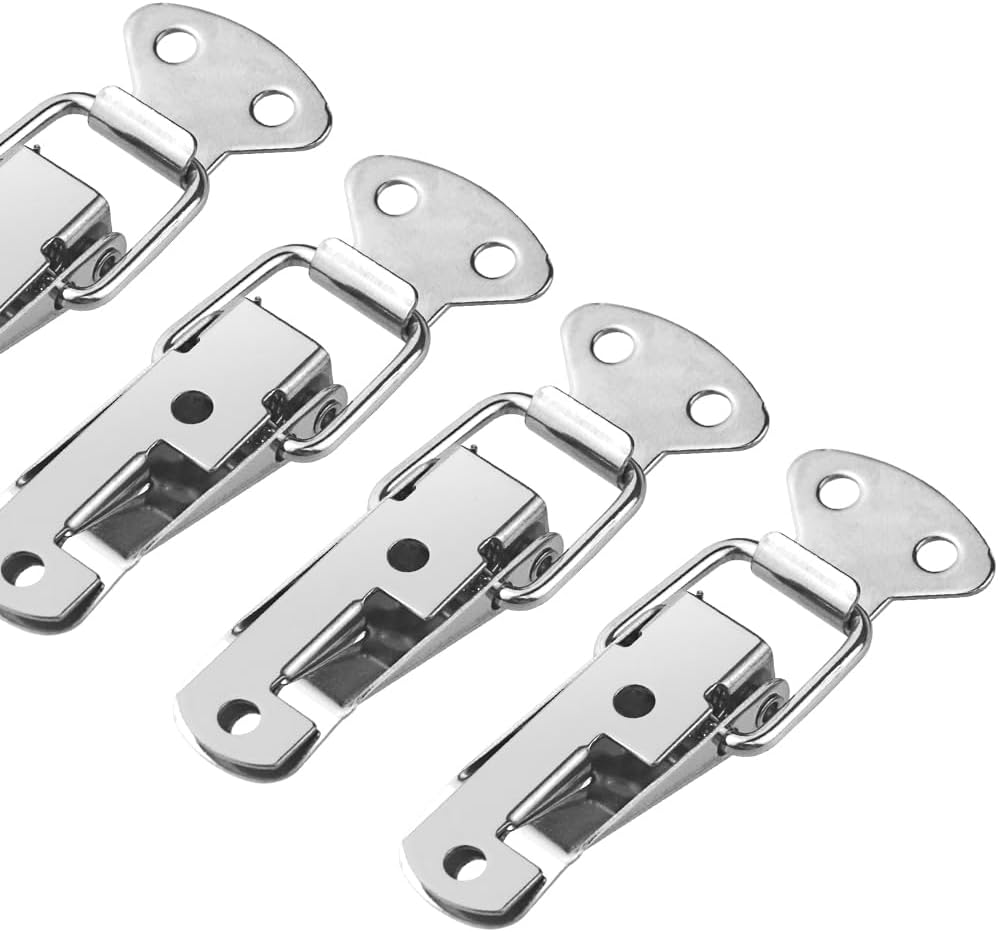 10 Pack Spring Loaded Toggle Latch Locking Hasp 72mm Stainless Steel Safety Buckle Latches with Padlock Hole for Trunk Cabinet Box