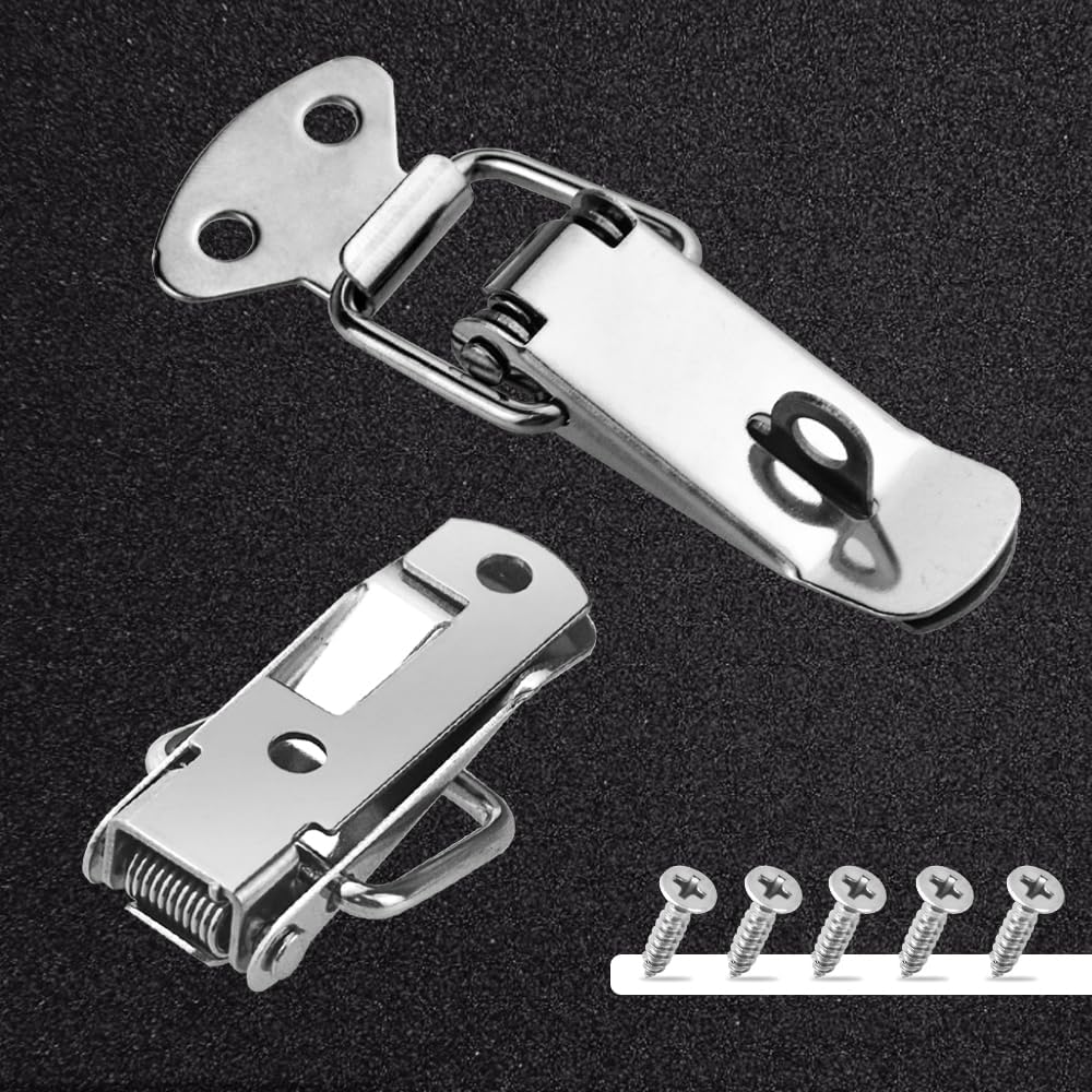 10 Pack Spring Loaded Toggle Latch Locking Hasp 72mm Stainless Steel Safety Buckle Latches with Padlock Hole for Trunk Cabinet Box