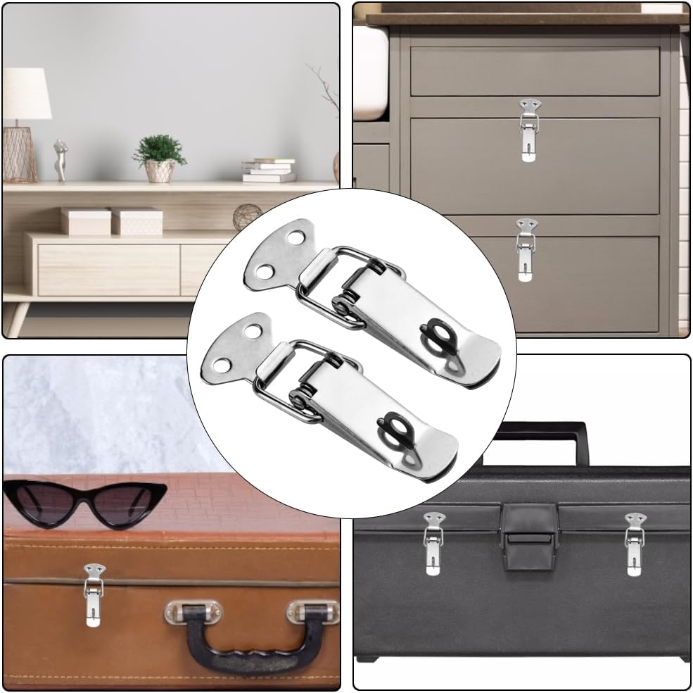 10 Pack Spring Loaded Toggle Latch Locking Hasp 72mm Stainless Steel Safety Buckle Latches with Padlock Hole for Trunk Cabinet Box