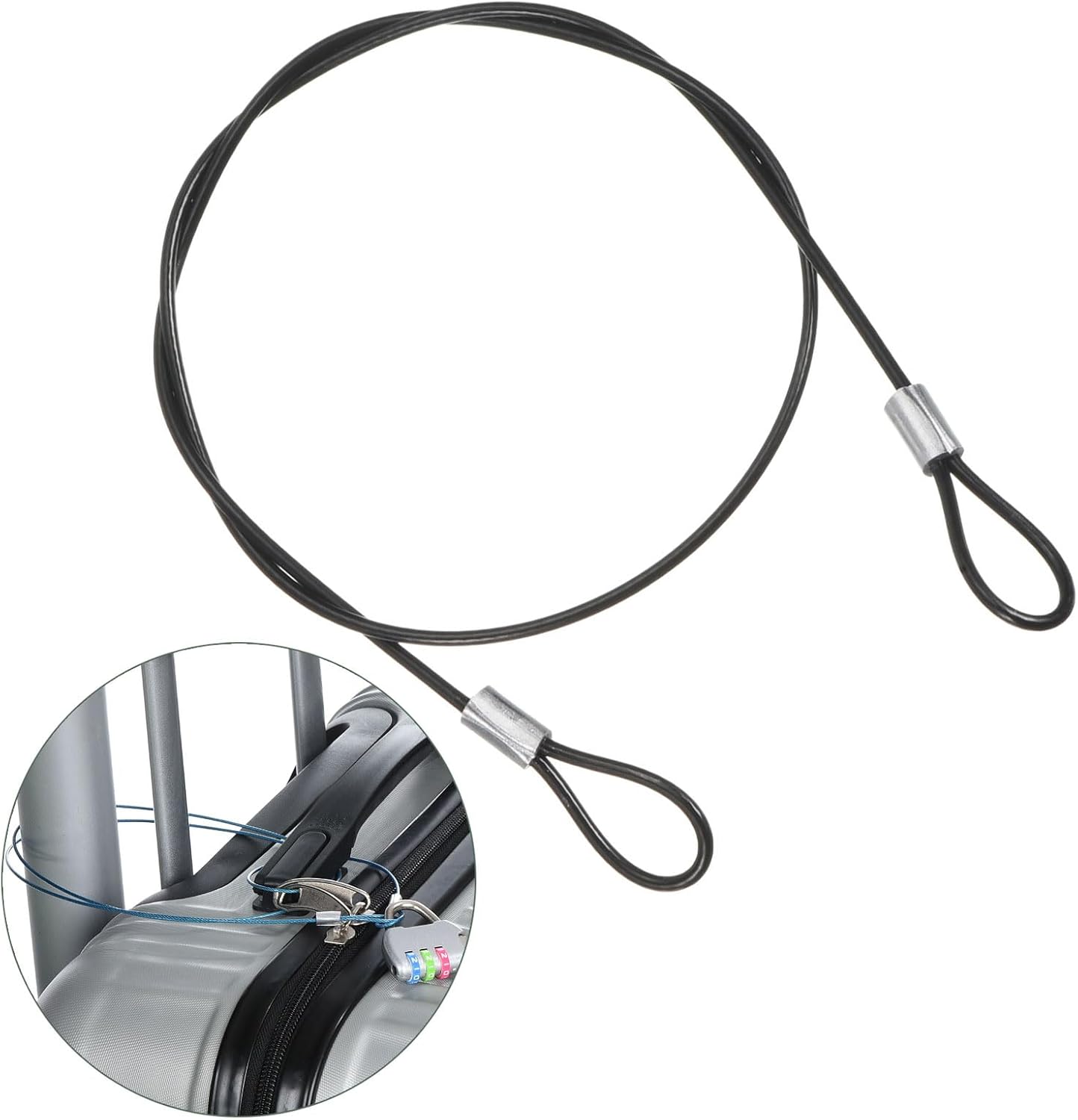 10 Pack Stainless Steel Safety Cable Locks for Home Security - Double Loop Wire Ropes for Doors, Fences - Black, 2ft, 2mm Diameter