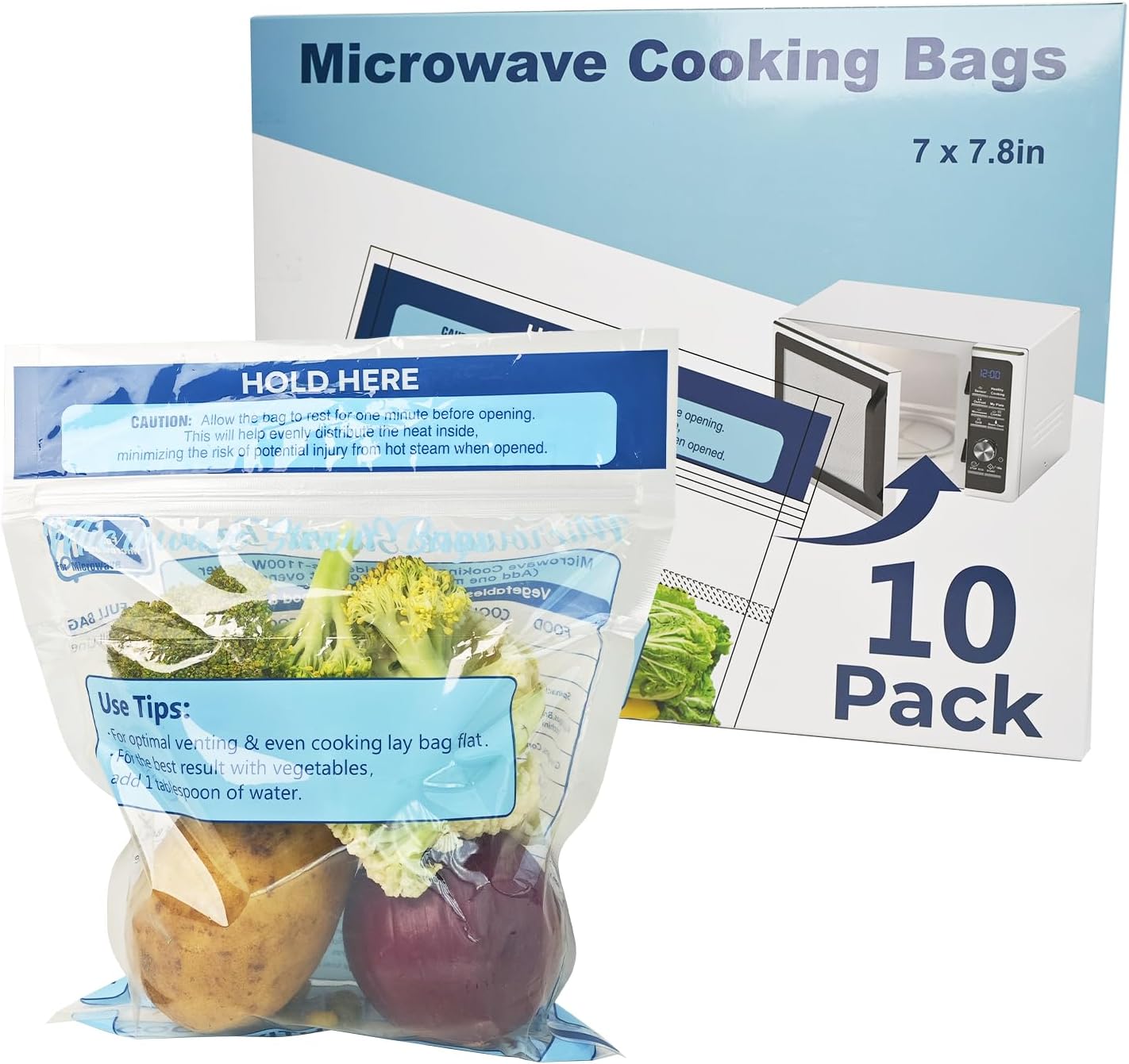 10 Pack TMEDW Steam Cooking Bags for Vegetables, Seafood, and Meat - Microwave and Freezer Safe