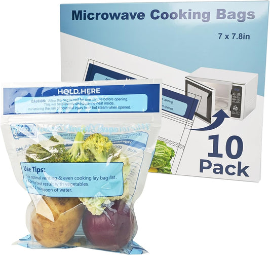 10 Pack TMEDW Steam Cooking Bags for Vegetables, Seafood, and Meat - Microwave and Freezer Safe