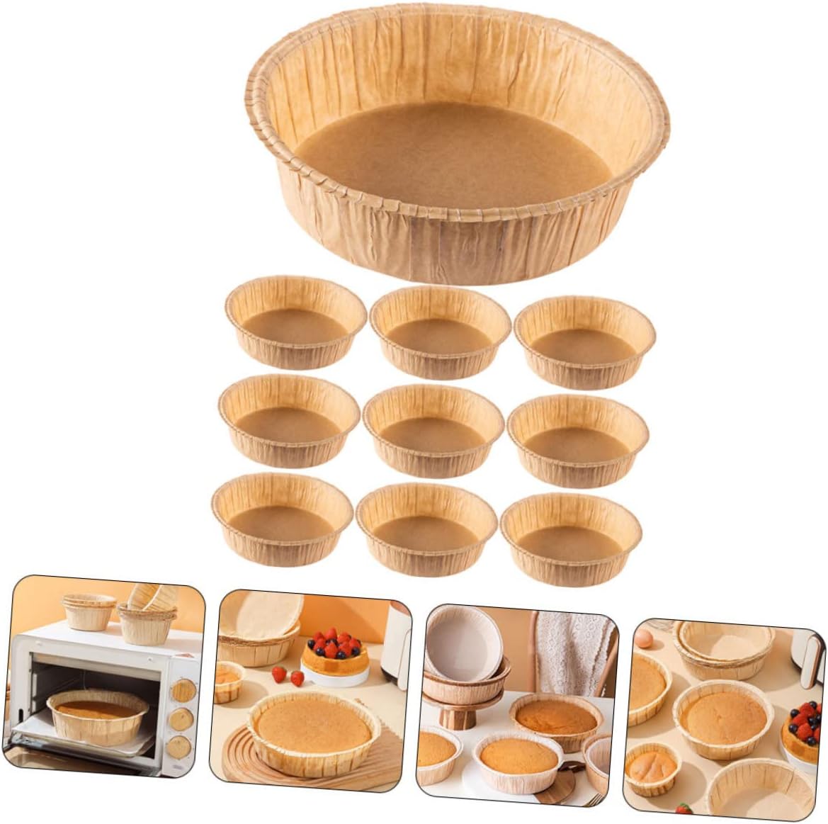 10 Pack VINTORKY 6 Inch Round Disposable Baking Pans - Heat-Resistant Paper Cake Pans for Easy Release of Various Baked Goods