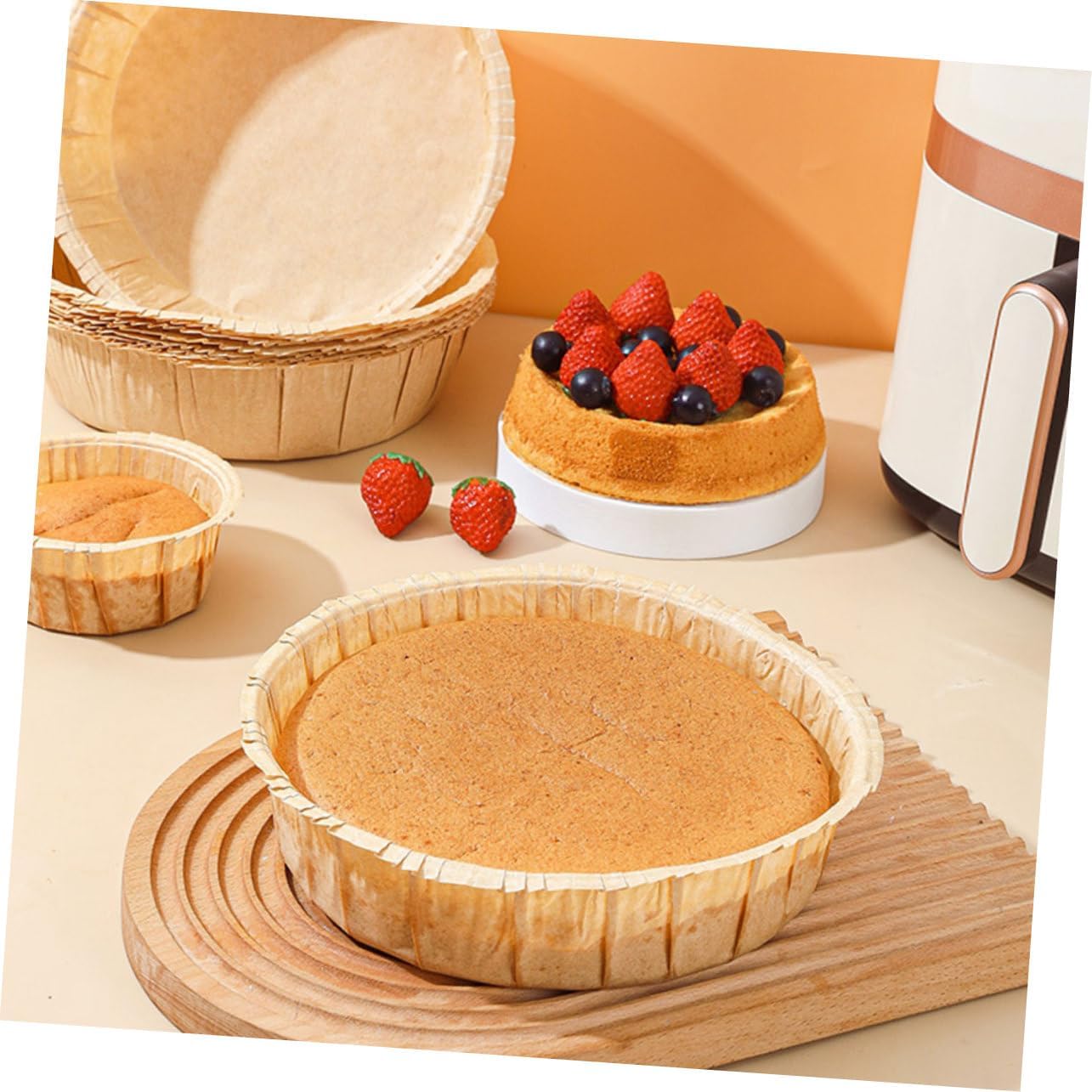 10 Pack VINTORKY 6 Inch Round Disposable Baking Pans - Heat-Resistant Paper Cake Pans for Easy Release of Various Baked Goods
