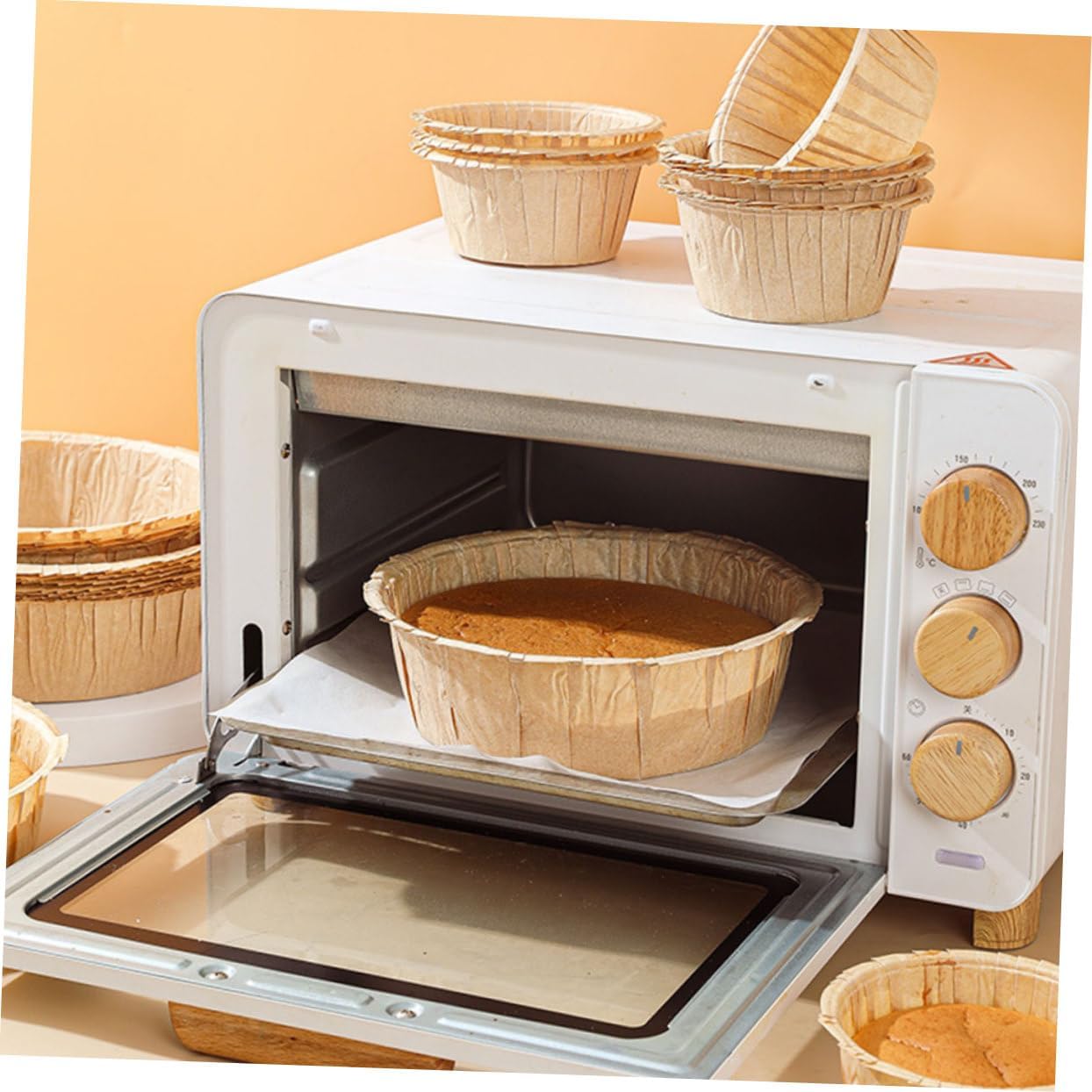 10 Pack VINTORKY 6 Inch Round Disposable Baking Pans - Heat-Resistant Paper Cake Pans for Easy Release of Various Baked Goods