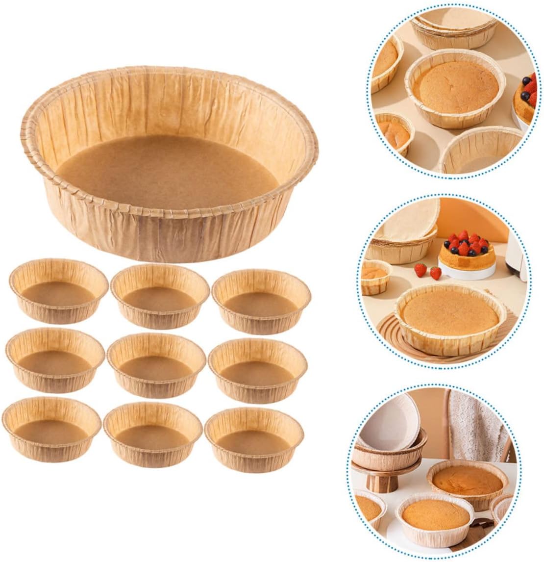 10 Pack VINTORKY 6 Inch Round Disposable Baking Pans - Heat-Resistant Paper Cake Pans for Easy Release of Various Baked Goods