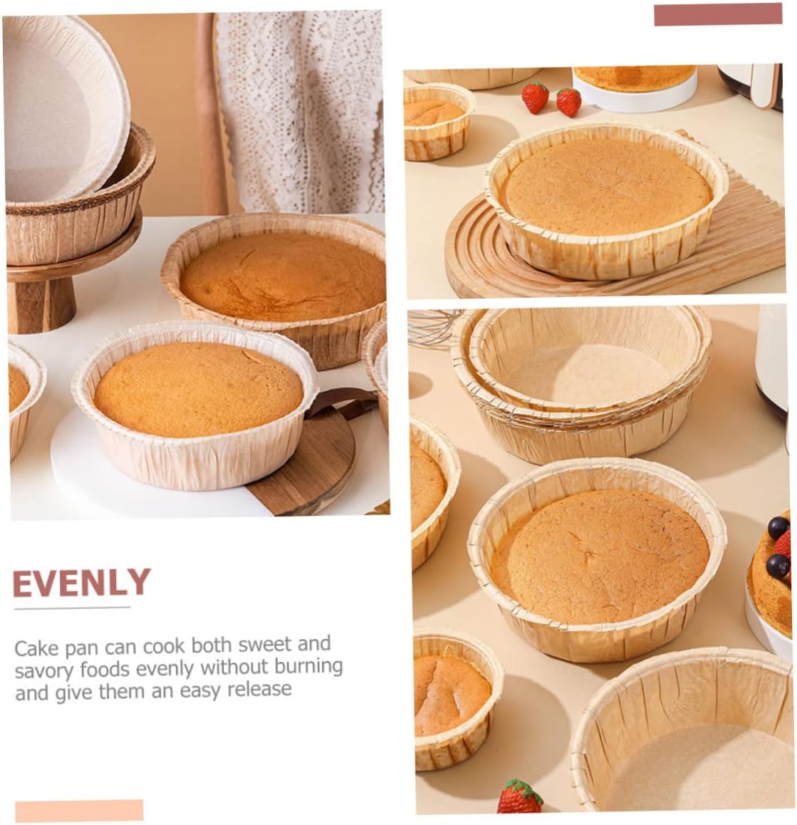 10 Pack VINTORKY 6 Inch Round Disposable Baking Pans - Heat-Resistant Paper Cake Pans for Easy Release of Various Baked Goods